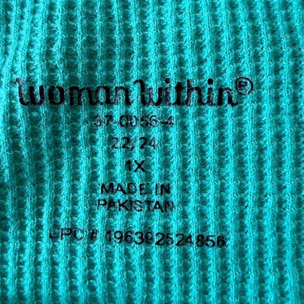 Woman Within Sea Green Thermal Weave Long Sleeve Top - Picture 6 of 8